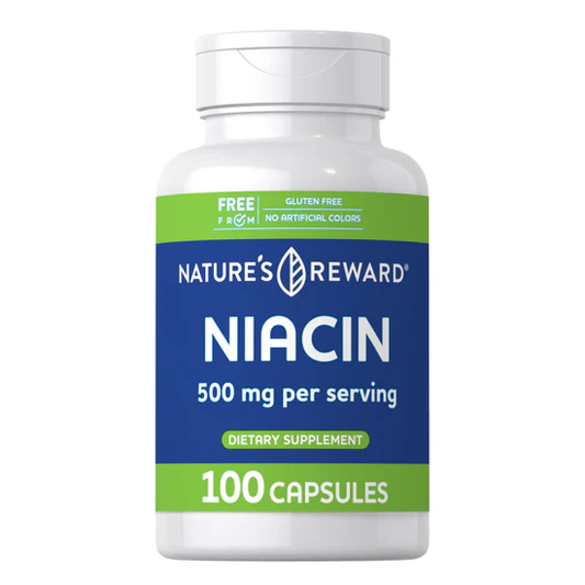 Niacina 500 mg - 100 capsule ad alta potenza - energia e metabolismo