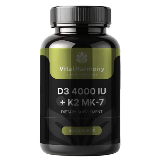 Vitamina D3 4000 IU + K2 MK-7 - 90 capsule - ossa, immunità, cuore