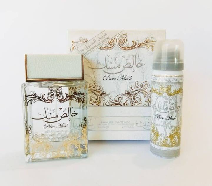 Lattafa Pure Musk eau de parfum spray 100ml deodorant spray 50ml gift set